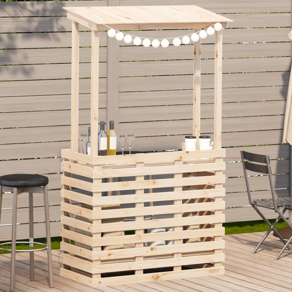 Tavolo Bar da Esterno con Tetto 112,5x57x195,5cm Legno Massello | homemem39