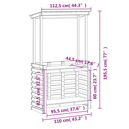 Outdoor Bar Table with White Roof 112.5x57x195.5 cm Wood