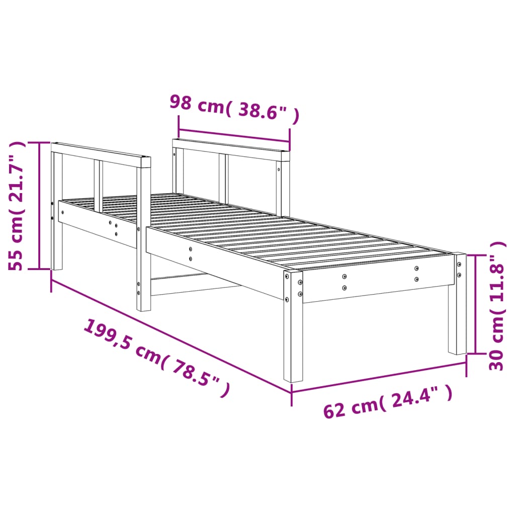 Lettino Prendisole 199,5x62x55 cm in Legno Massello di Douglas