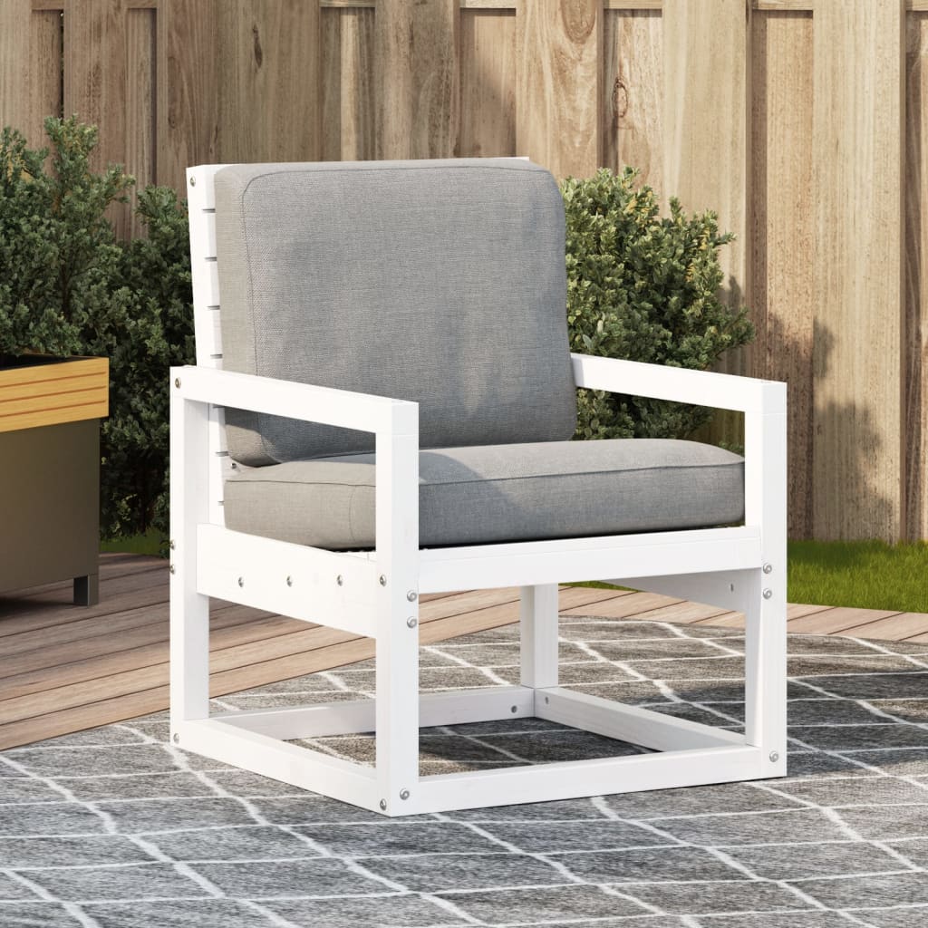 Sedia da Giardino Bianca 57,5x63x76 cm Legno Massello di Pino - homemem39
