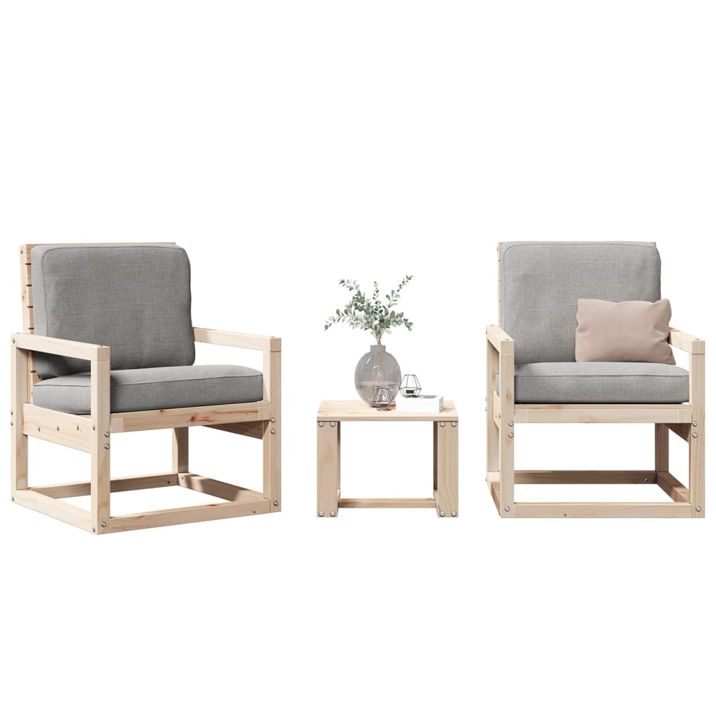 Set Salotto da Giardino 3 pz in Legno Massello di Pino | homemem39