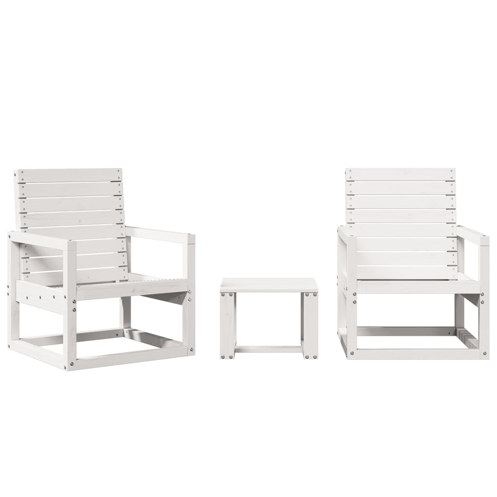 Set Salotto da Giardino 3 pz Bianco in Legno Massello di Pino | homemem39