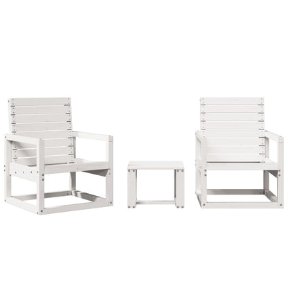 Set Salotto da Giardino 3 pz Bianco in Legno Massello di Pino | homemem39