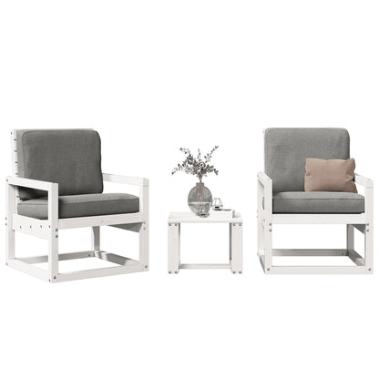 Set Salotto da Giardino 3 pz Bianco in Legno Massello di Pino | homemem39