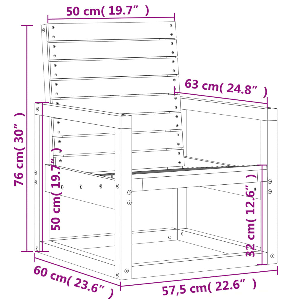 Set Salotto da Giardino 3 pz in Legno Massello di Douglas | homemem39
