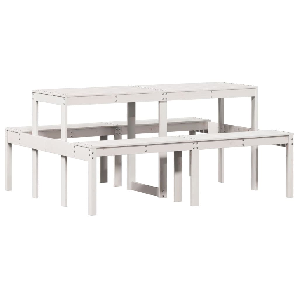 White Picnic Table 160x134x75 cm in Solid Pine Wood