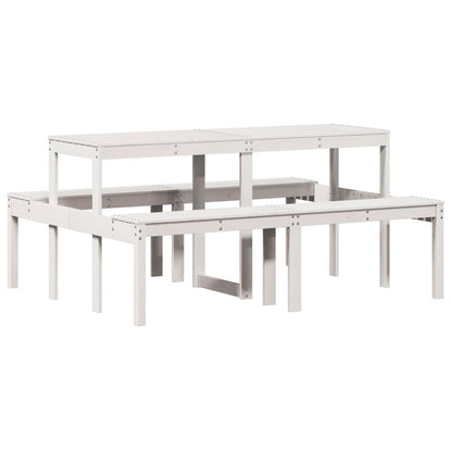 White Picnic Table 160x134x75 cm in Solid Pine Wood