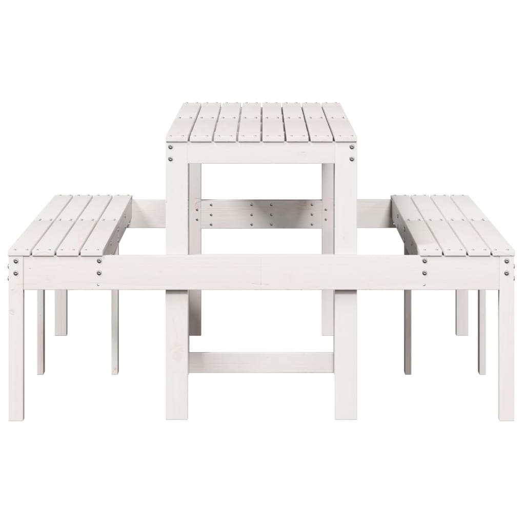 White Picnic Table 160x134x75 cm in Solid Pine Wood