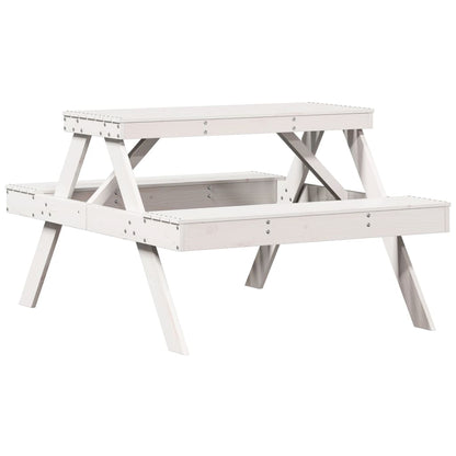 White Picnic Table 105x134x75 cm in Solid Pine Wood