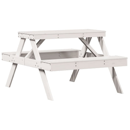 White Picnic Table 105x134x75 cm in Solid Pine Wood