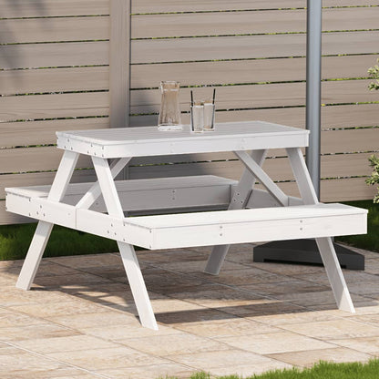 White Picnic Table 105x134x75 cm in Solid Pine Wood