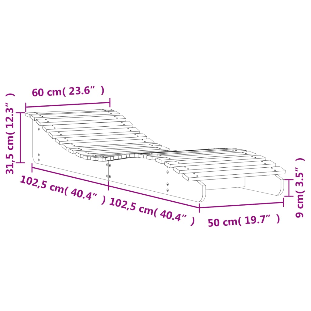 Lettini Prendisole 2pz 205x60x31,5 cm in Legno Massello di Pino