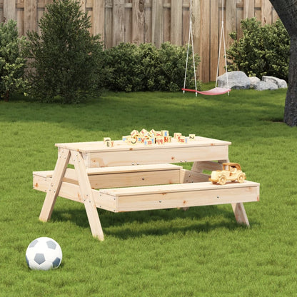 Picnic Table with Sandbox for Children Solid Pine Wood