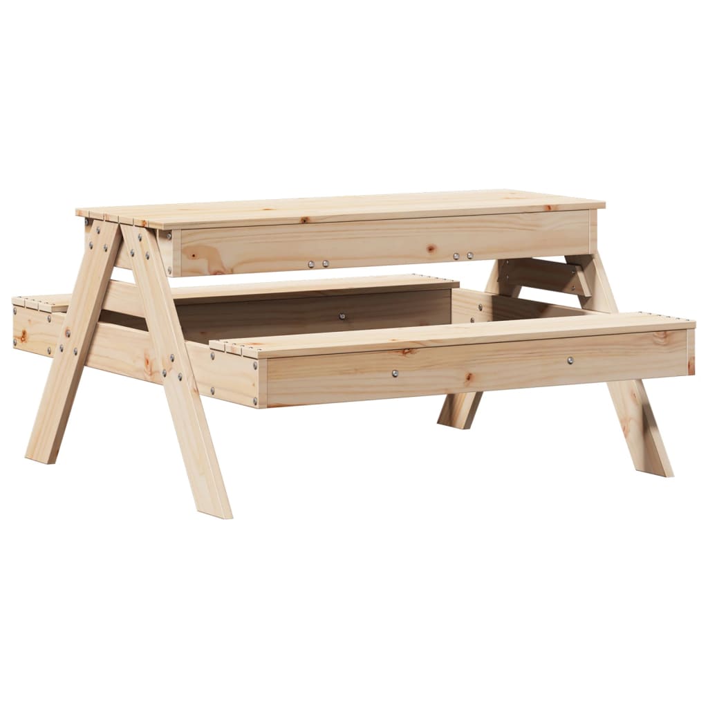 Picnic Table with Sandbox for Children Solid Pine Wood