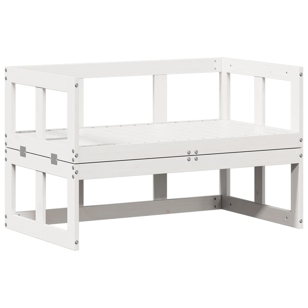 Panca Divano Giardino Estensibile Bianco Legno Massello di Pino | homemem39
