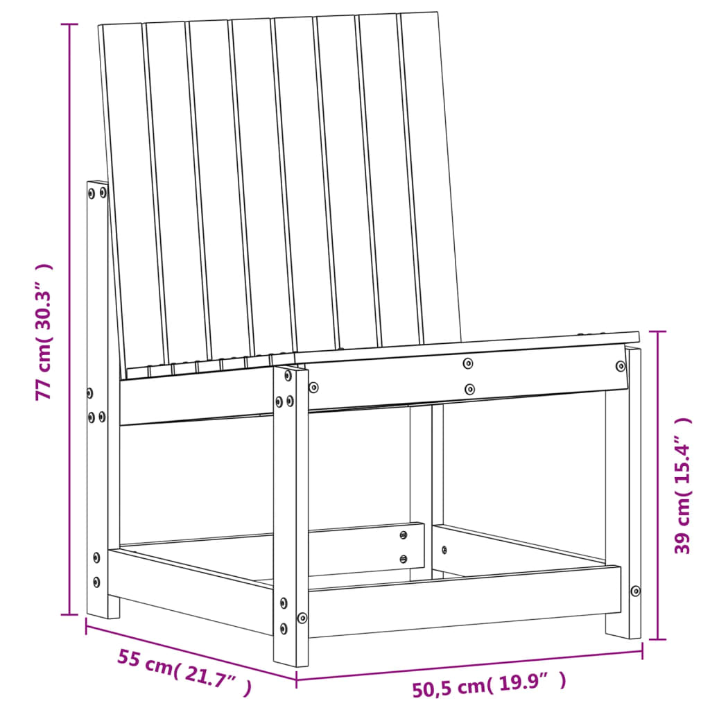 Set Salotto da Giardino 3 pz in Legno Massello di Pino