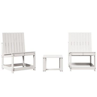 3-piece White Garden Lounge Set in Solid Pine Wood