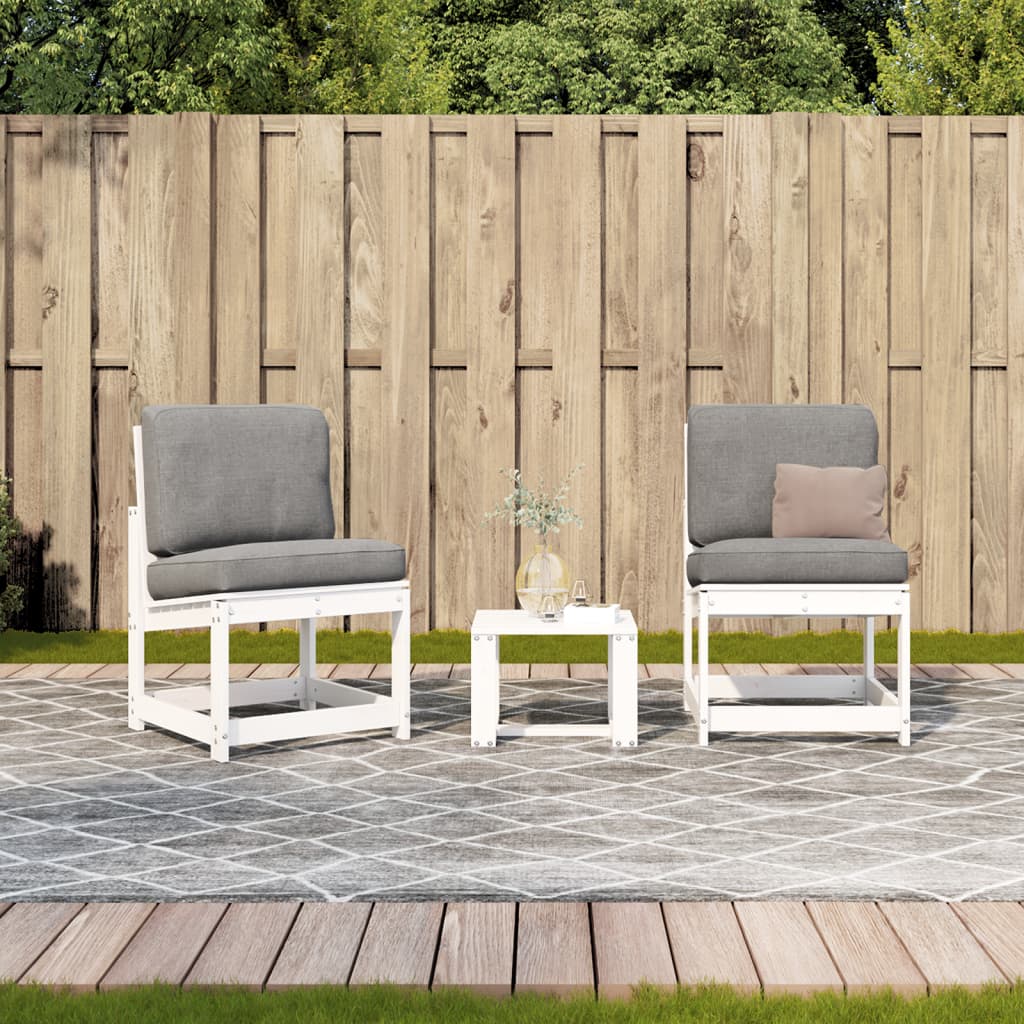 3-piece White Garden Lounge Set in Solid Pine Wood