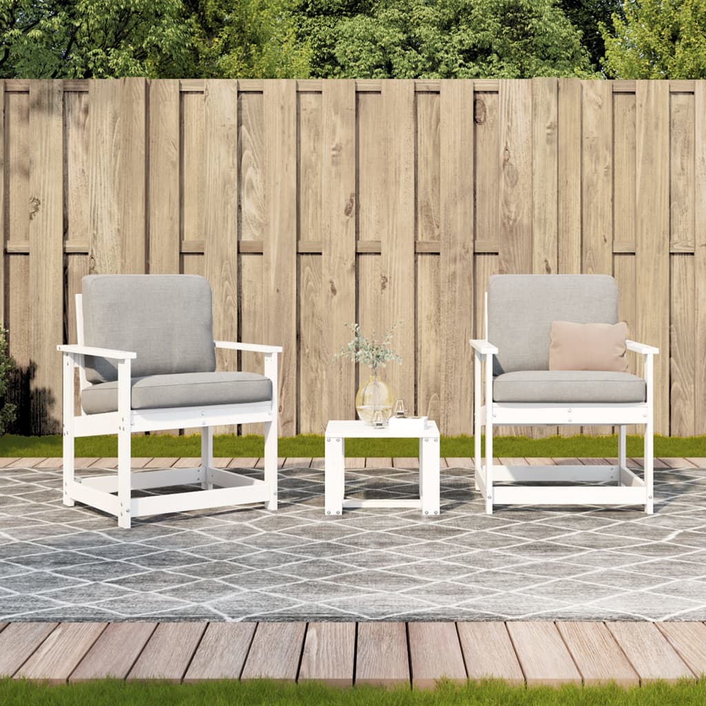 Set Salotto da Giardino 3 pz Bianco in Legno Massello di Pino - homemem39