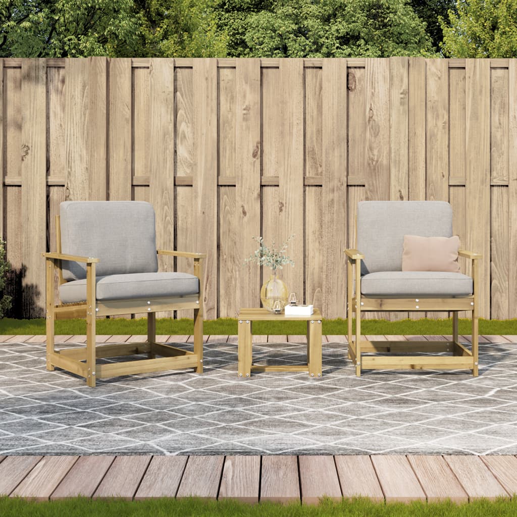 3 pc Garden Lounge Set in Impregnated Pine Wood