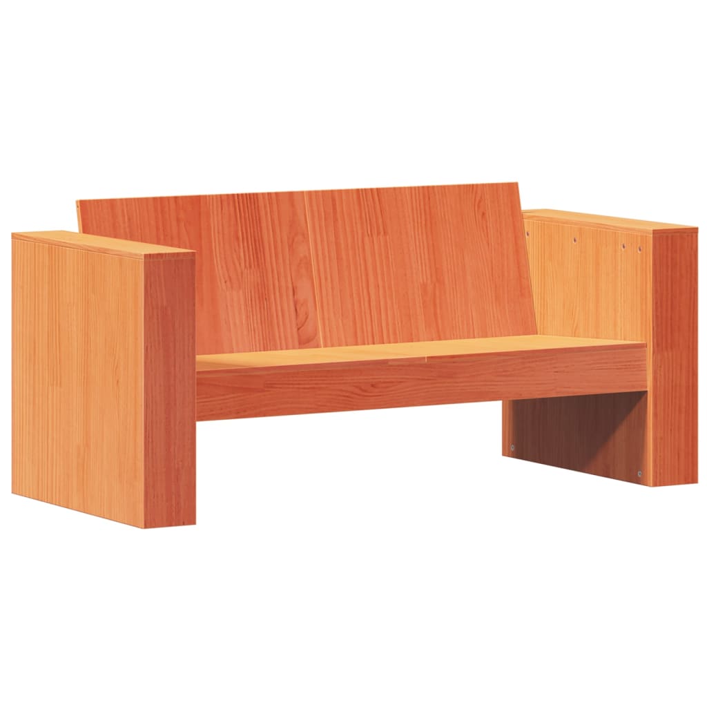 Divano Giardino 2 Posti Marrone Cera 134x60x62 cm Massello Pino | homemem39