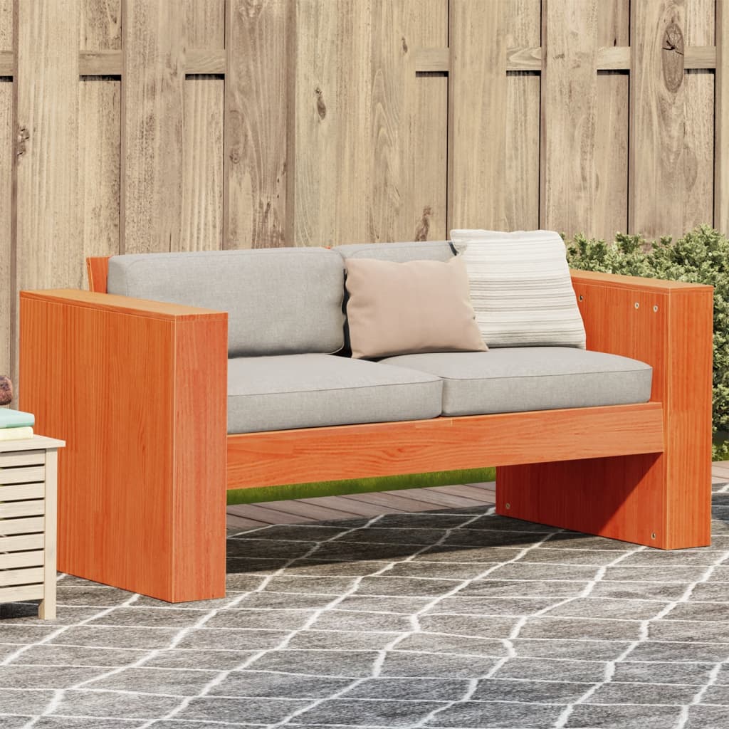 Divano Giardino 2 Posti Marrone Cera 134x60x62 cm Massello Pino | homemem39