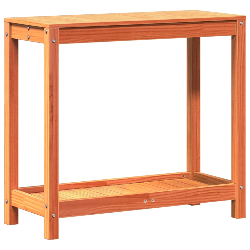 Tavolo Invasatura Ripiano Marrone Cera 82,5x35x75 Massello Pino | homemem39