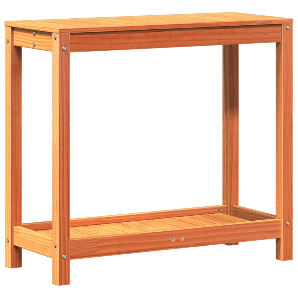 Tavolo Invasatura Ripiano Marrone Cera 82,5x35x75 Massello Pino - homemem39