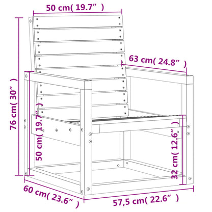 Sedia da Giardino Marrone Cera 57,5x63x76cm Legno Massello Pino