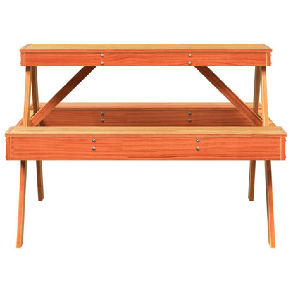 Tavolo da Picnic Marrone Cera 105x134x75 cm Legno Massello Pino