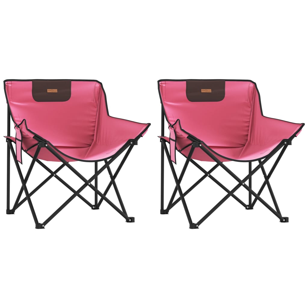 Folding Camping Chairs with Pocket 2 pcs Pink