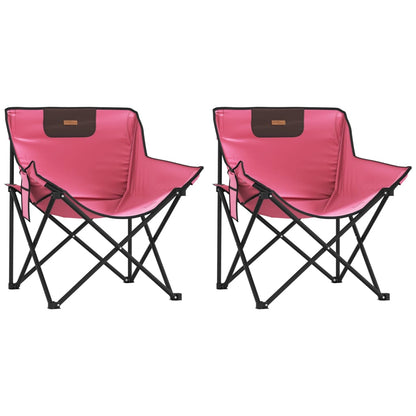 Folding Camping Chairs with Pocket 2 pcs Pink