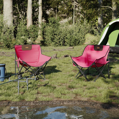 Folding Camping Chairs with Pocket 2 pcs Pink