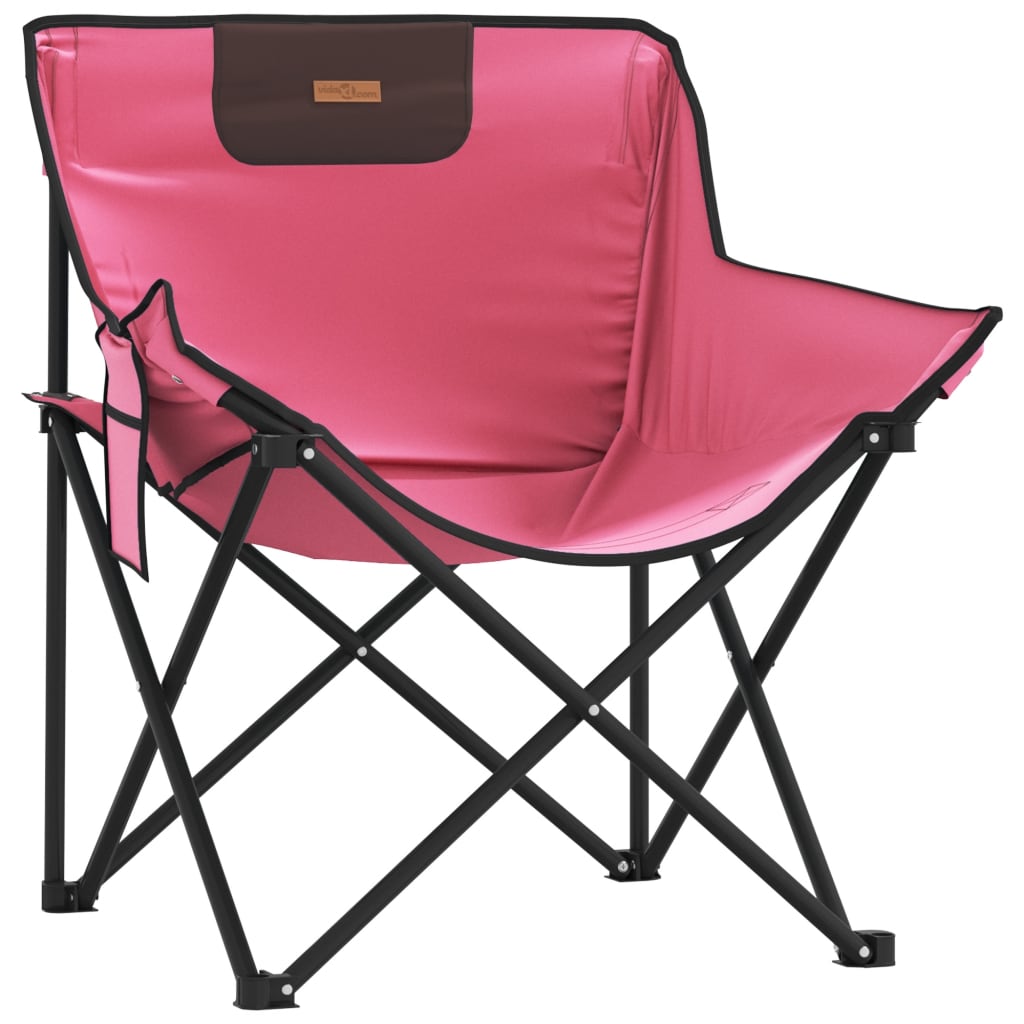 Folding Camping Chairs with Pocket 2 pcs Pink