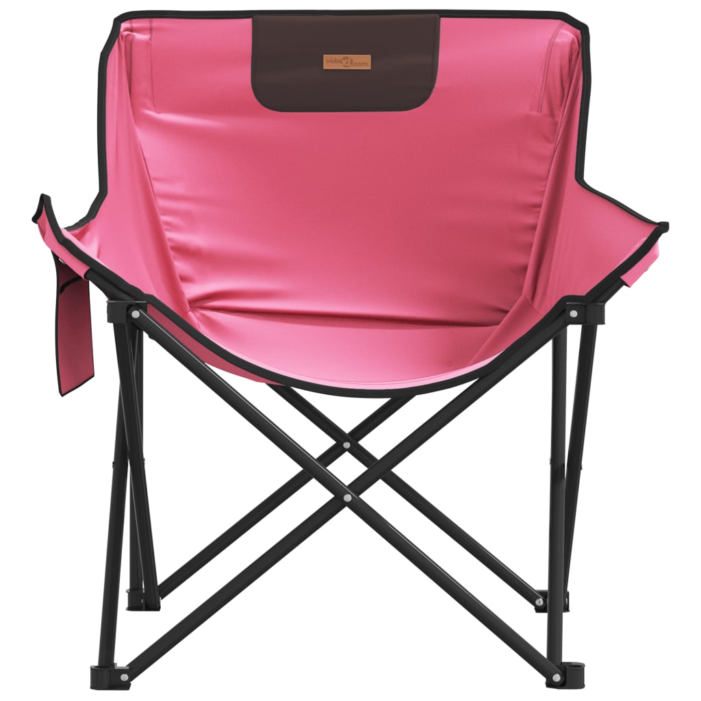 Folding Camping Chairs with Pocket 2 pcs Pink