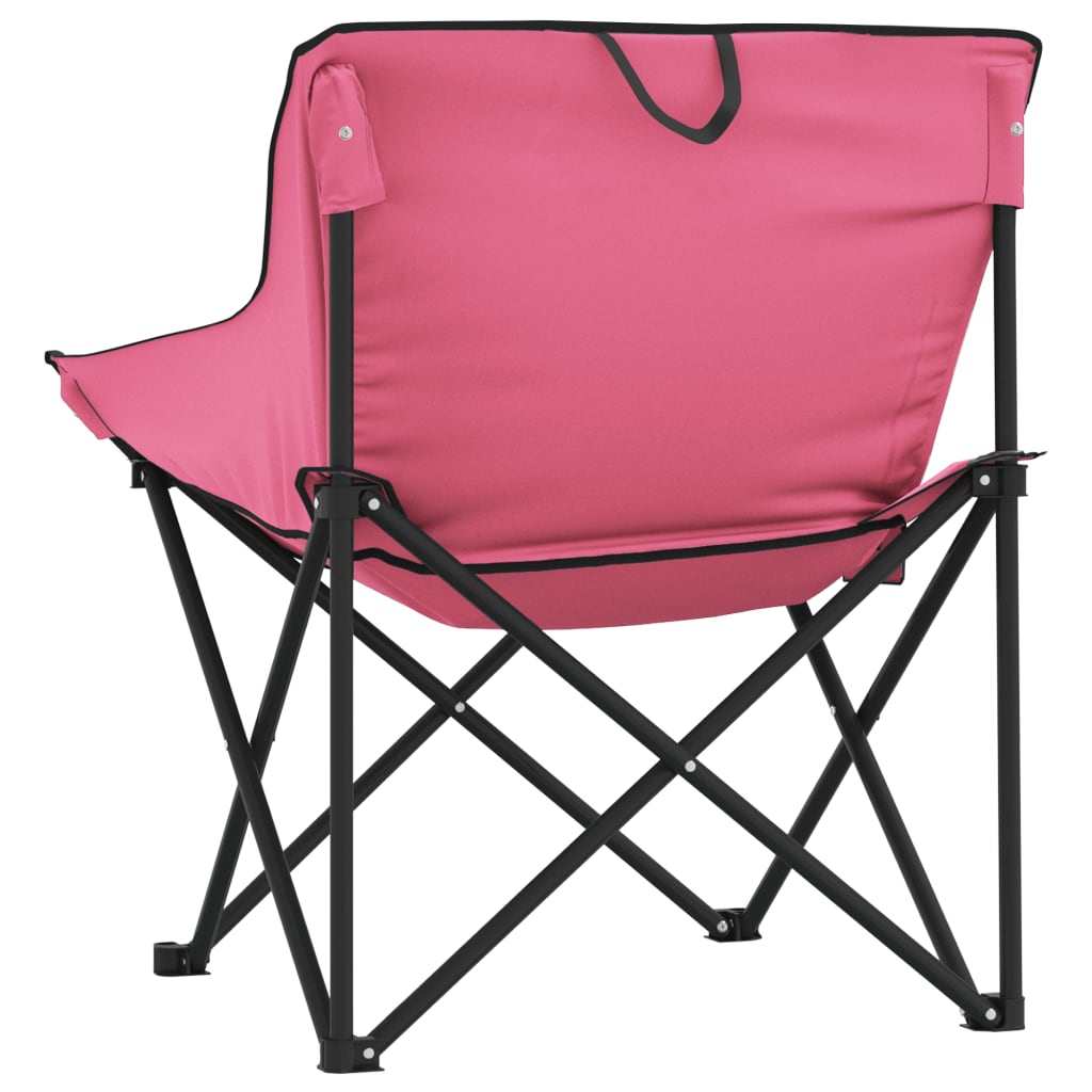 Folding Camping Chairs with Pocket 2 pcs Pink