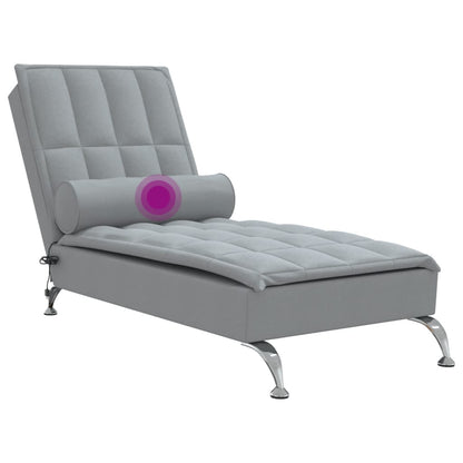 Chaise Longue Massaggi Cuscino a Rullo Grigio Chiaro in Tessuto