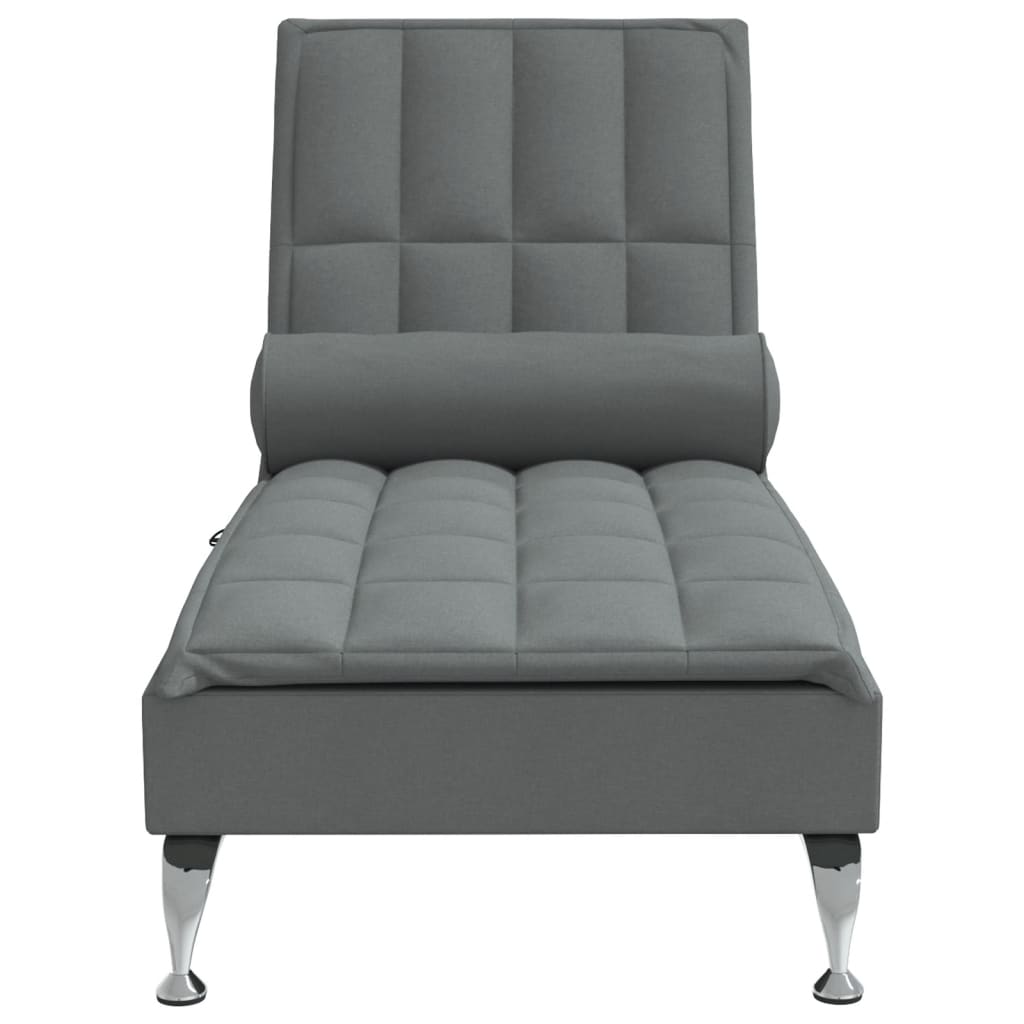 Chaise Longue Massaggi con Capezzale Grigio Scuro in Tessuto