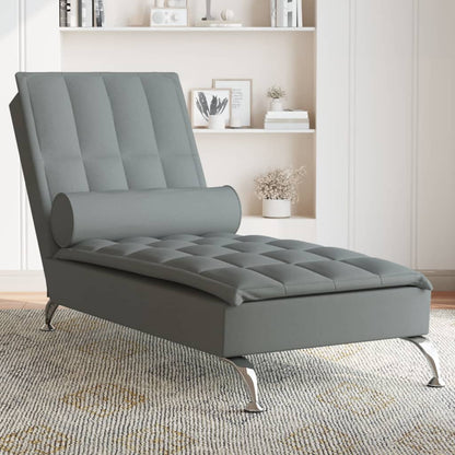 Chaise Longue Massaggi con Capezzale Grigio Scuro in Tessuto