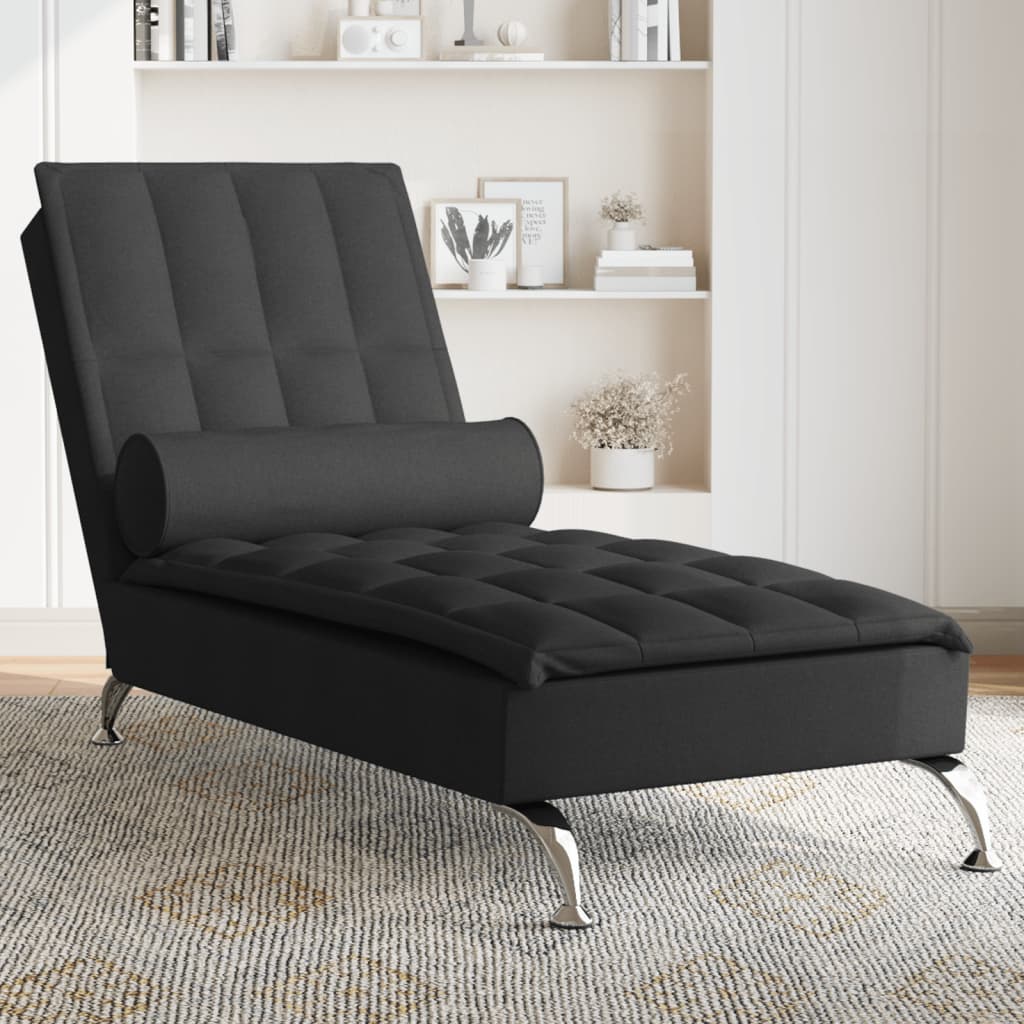 Chaise Longue Massaggi con Capezzale Nero in Tessuto