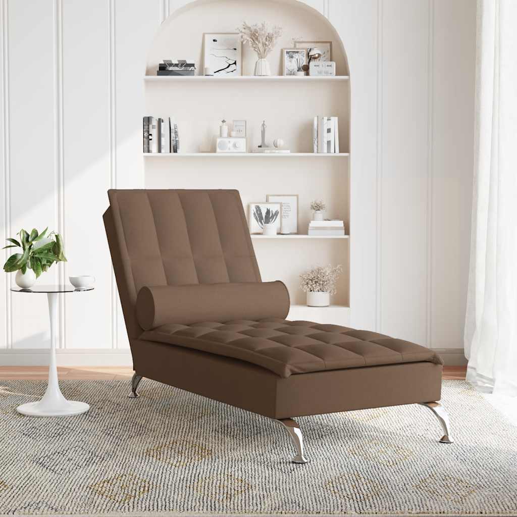 Chaise Longue Massaggi con Capezzale Marrone in Tessuto - homemem39