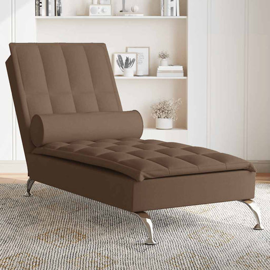 Chaise Longue Massaggi con Capezzale Marrone in Tessuto - homemem39