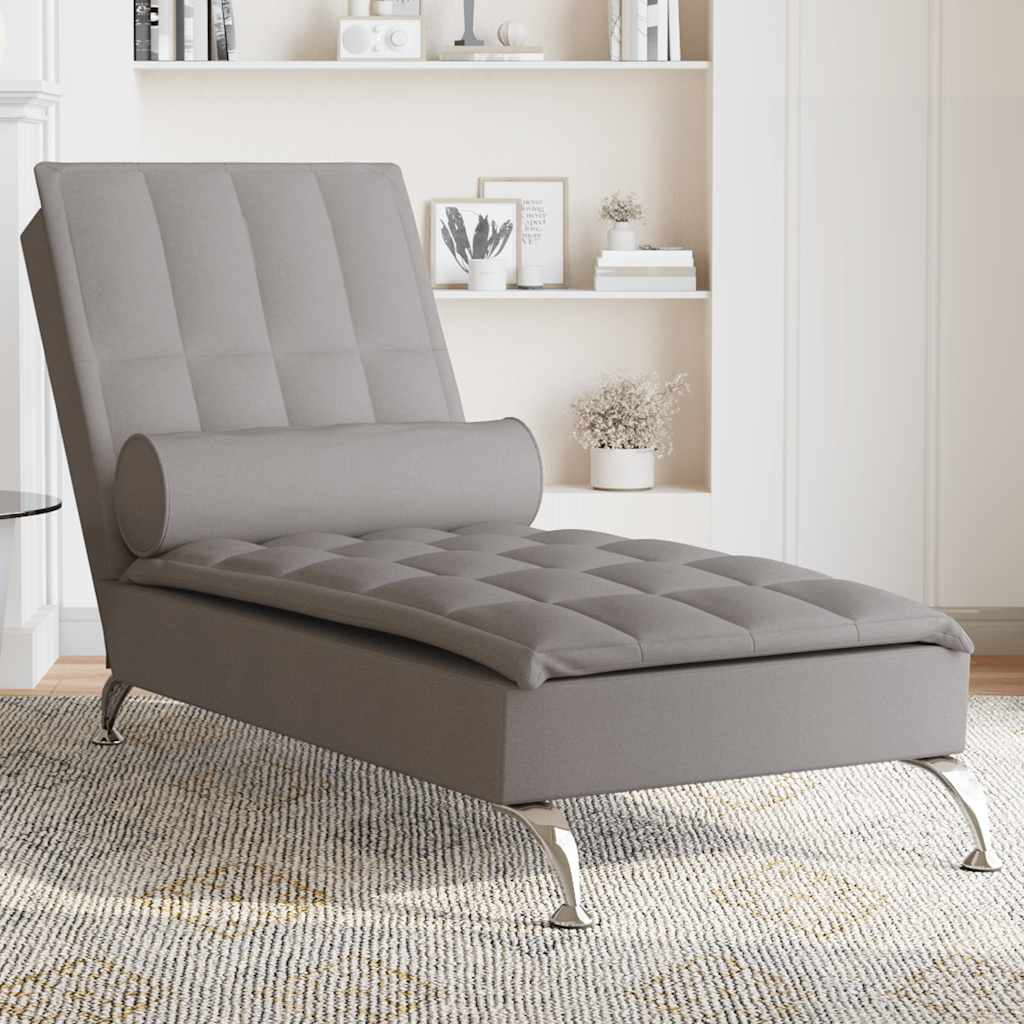 Chaise Longue Massaggi con Capezzale Tortora in Tessuto - homemem39