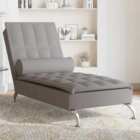 Chaise Longue Massaggi con Capezzale Tortora in Tessuto - homemem39