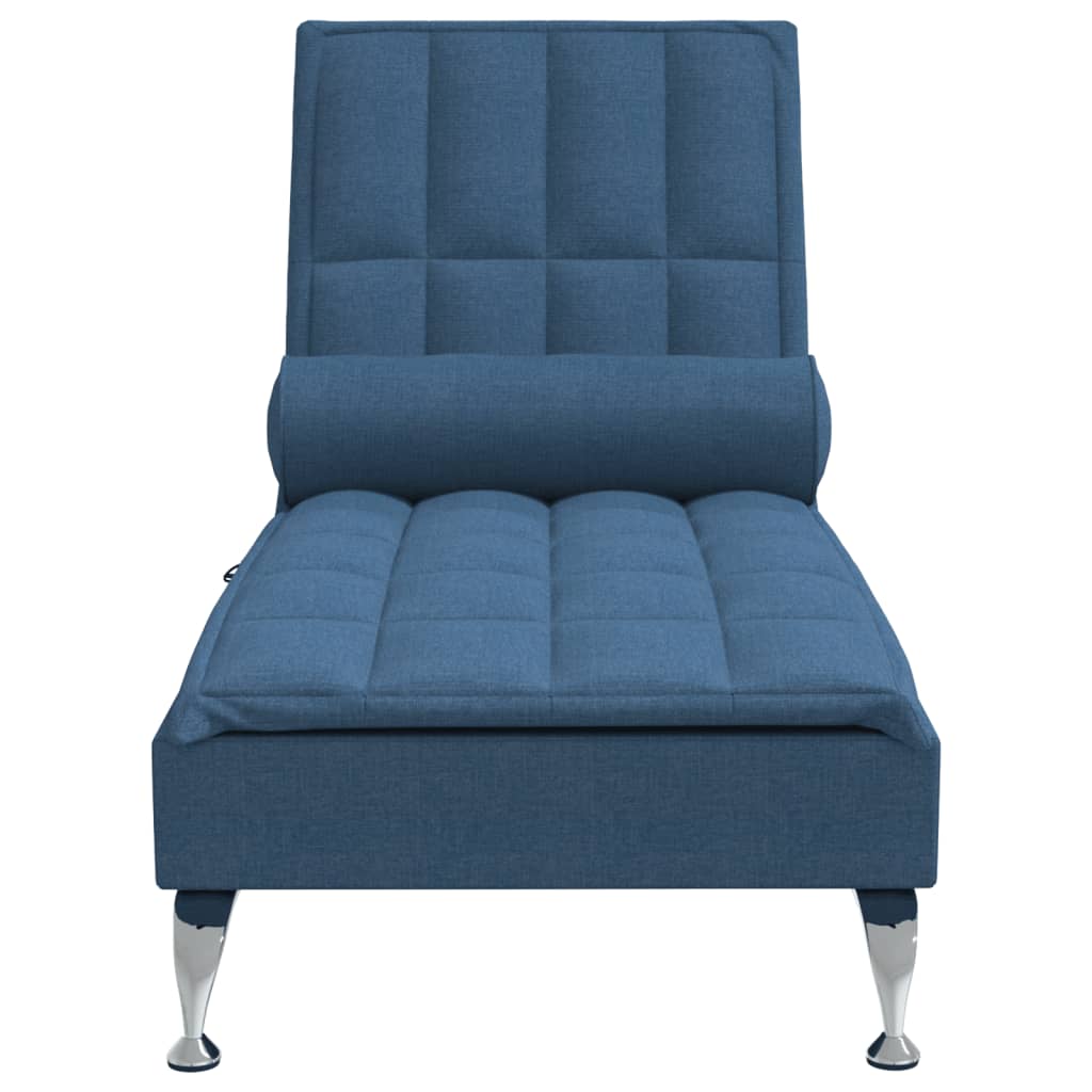 Chaise Longue Massaggi Cuscino a Rullo Blu in Tessuto