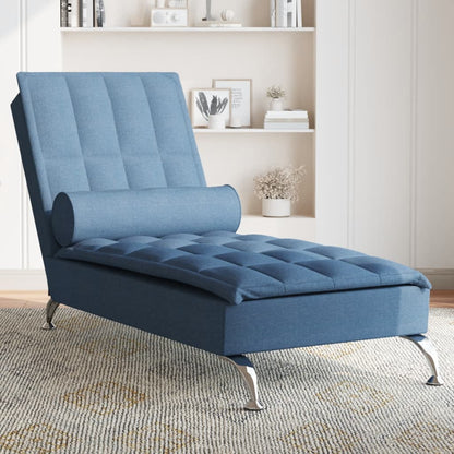 Chaise Longue Massaggi Cuscino a Rullo Blu in Tessuto