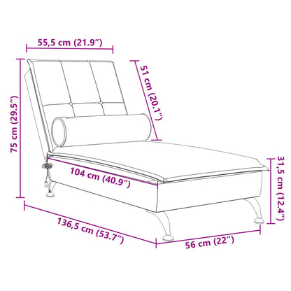 Massage-Chaiselongue mit Nachttisch aus dunkelgrauem Samt