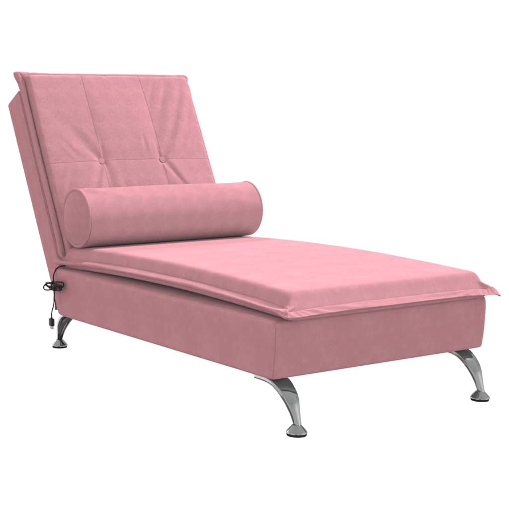 Chaise Longue Massaggi con Cuscino Rosa in Velluto