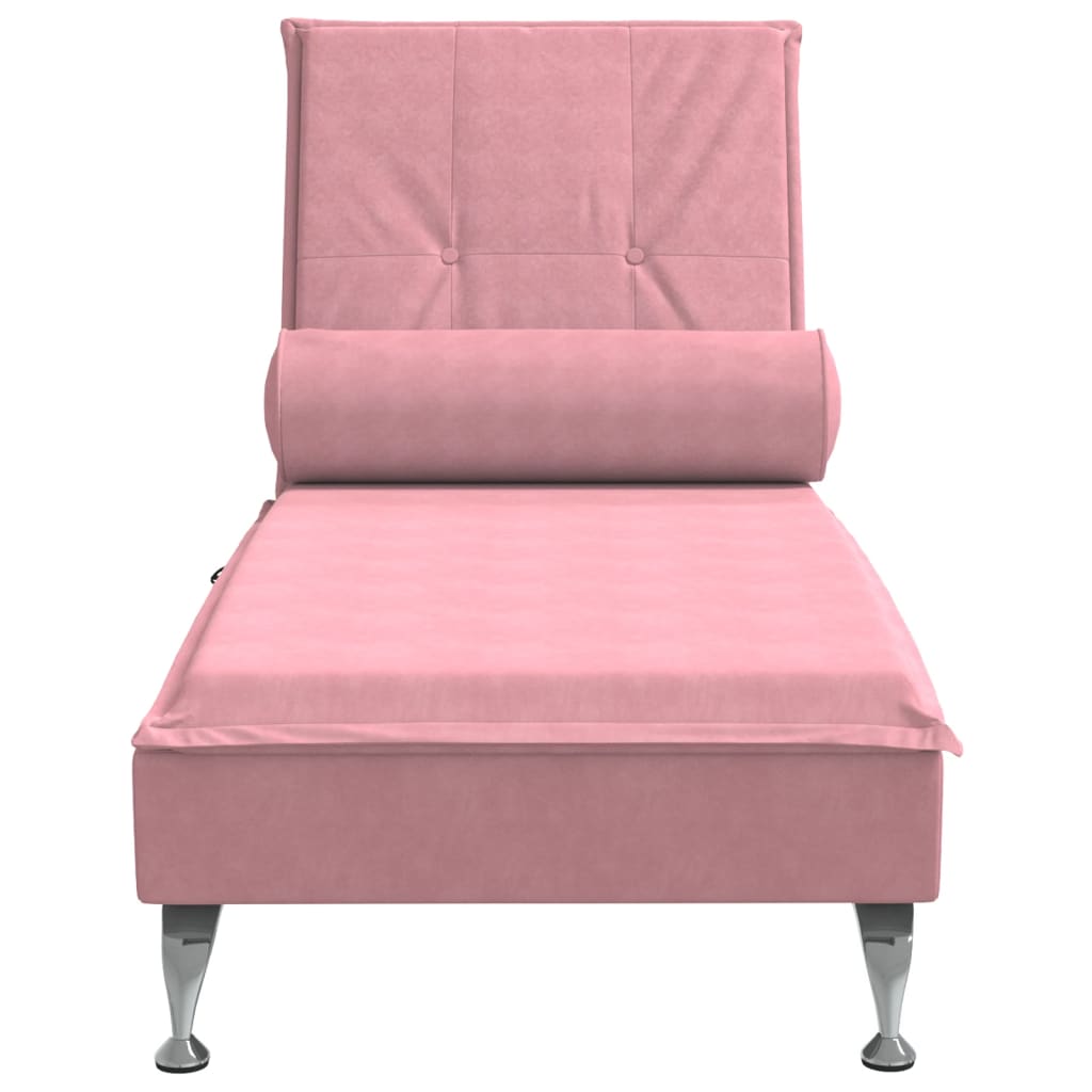 Chaise Longue Massaggi con Cuscino Rosa in Velluto