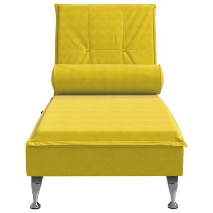 Chaise Longue Massaggi con Cuscino a Rullo Giallo in Velluto